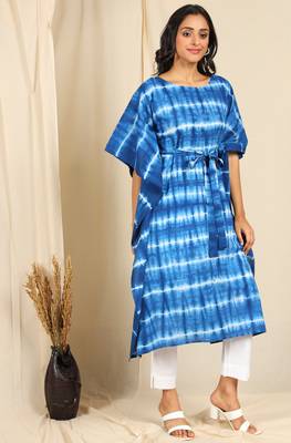Blue printed cotton kurtas-and-kurtis 3