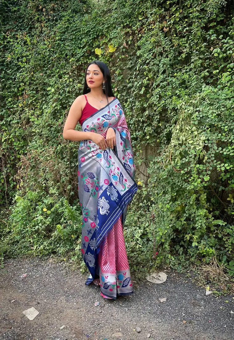 multiColor Paithani Banarasi Silk Saree