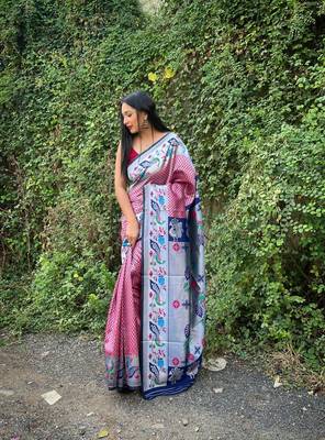multiColor Paithani Banarasi Silk Saree 3