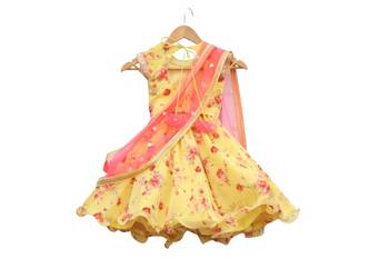 Printed yellow lehnga  choli 1
