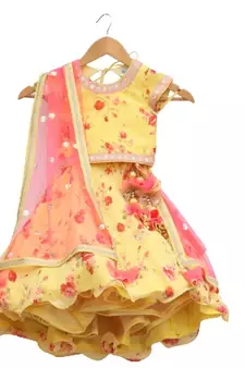 Printed yellow lehnga  choli