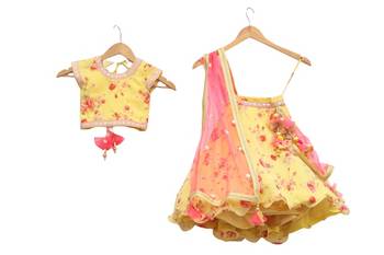 Printed yellow lehnga  choli 3