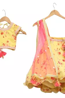 Printed yellow lehnga  choli