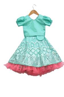 Aqua mirror work  lehnga  sequence work choli