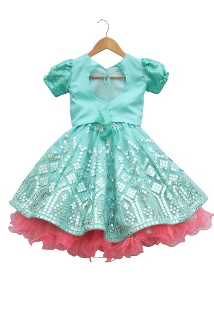 Aqua mirror work  lehnga  sequence work choli