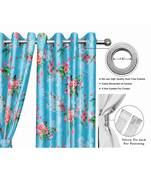 Electric Blue Polyester Digtal Printed Curtain