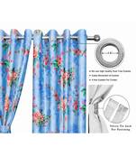 Light Blue Polyester Digtal Printed Curtain