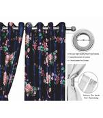 Navy Blue Polyester Digtal Printed Curtain