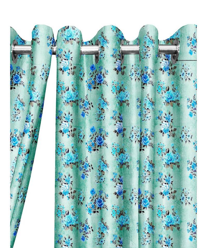 cyan Polyester Digtal Printed Curtain - Ultimate Trends - 3737671