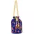Women's Fulkari Work Embroidered Ethnic Potli Bag (Blue, Single Bag)