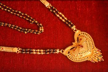 Designer hand crafted temple mangalsutra gold plated long mangalsutra necklace 1