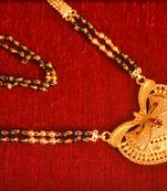 Designer hand crafted temple mangalsutra gold plated long mangalsutra necklace