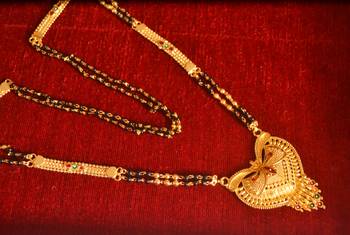 Designer hand crafted temple mangalsutra gold plated long mangalsutra necklace 2