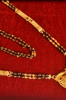 Designer hand crafted temple mangalsutra gold plated long mangalsutra necklace