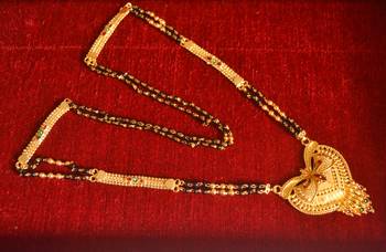 Designer hand crafted temple mangalsutra gold plated long mangalsutra necklace 3