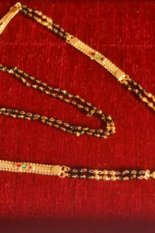 Designer hand crafted temple mangalsutra gold plated long mangalsutra necklace