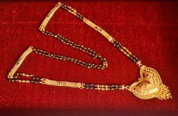 Designer hand crafted temple mangalsutra gold plated long mangalsutra necklace 4