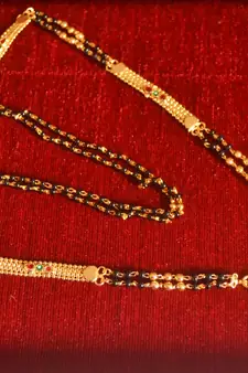 Designer hand crafted temple mangalsutra gold plated long mangalsutra necklace