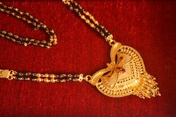 Designer hand crafted temple mangalsutra gold plated long mangalsutra necklace 5