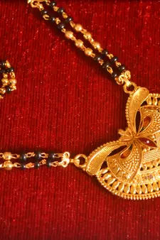 Designer hand crafted temple mangalsutra gold plated long mangalsutra necklace
