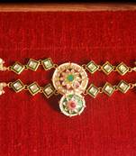 Red pearl Mathapati maang tikka with Pearl Chain for Women