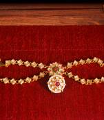 Red pearl Mathapati maang tikka with Pearl Chain for Women