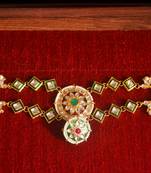 Red pearl Mathapati maang tikka with Pearl Chain for Women