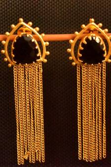 Black onyx Stone Long Chain danglers-drops Srud Earrings