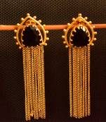 Black onyx Stone Long Chain danglers-drops Srud Earrings