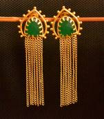 Green onyx Stone Long Chain danglers-drops Srud Earrings