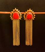 Gold onyx Stone Long Chain danglers-drops Srud Earrings
