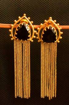 Black onyx Stone Long Chain danglers-drops Srud Earrings