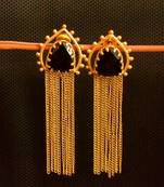 Black onyx Stone Long Chain danglers-drops Srud Earrings