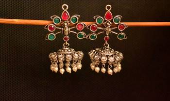 Multicolor onyx stone circular oxidised dangler drop carved studs jhumkas earrings  2