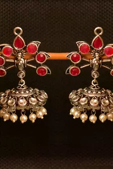 Multicolor onyx stone circular oxidised dangler drop carved studs jhumkas earrings 