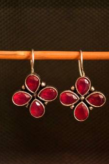 Pink onyx danglers-drops