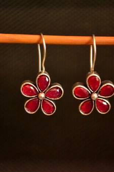 Pink onyx danglers-drops