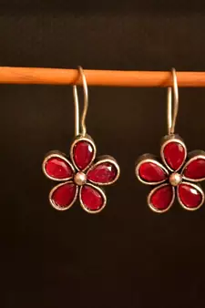 Pink onyx danglers-drops