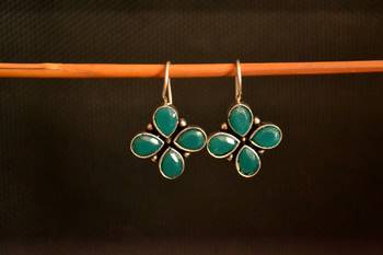 Green onyx stone danglers-drops earrings 1