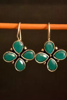Green onyx stone danglers-drops earrings
