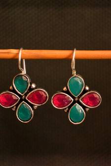 Multicolor onyx stone danglers-drops earrings
