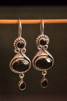 Black onyx stone danglers-drops earrings