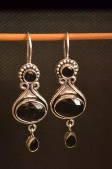 Black onyx stone danglers-drops earrings