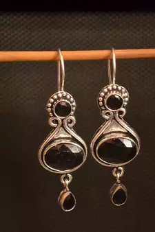 Black onyx stone danglers-drops earrings