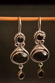 Black onyx stone danglers-drops earrings