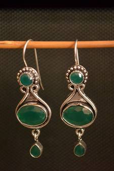 Green onyx danglers-drops