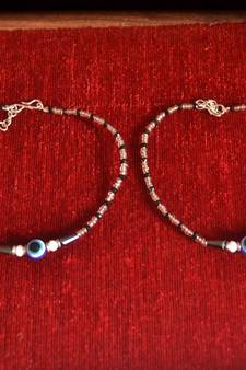  Black eye nazar anklets pair