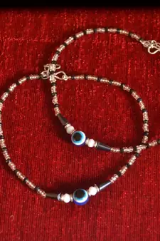  Black eye nazar anklets pair