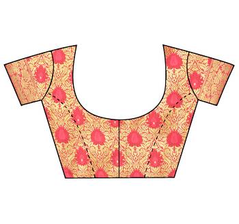Pink Woven Silk Blend Saree With Blouse 4