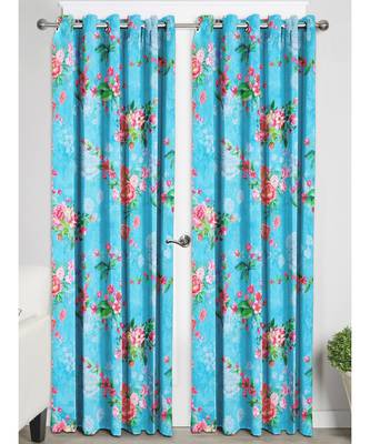 Electric Blue Polyester Digtal Printed Curtain 2